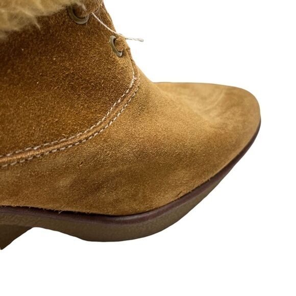 B MAKOWSKY Wedge Suede BF NELLIE Ankle Booties Real Leather Shoes Sherpa sz 10 W - Picture 12 of 16
